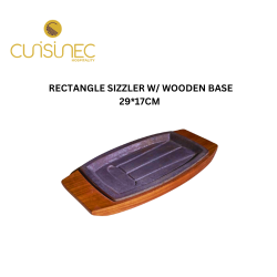 RECTANGLE SIZZLER WITH WOODEN BASE 29*17 CM