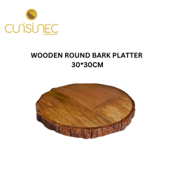 WOODEN ROUND BARK PLATTER 30*30 CM 12 INCH
