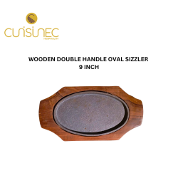 WOODEN DOUBLE HANDLE OVAL SIZZLER 9 INCH