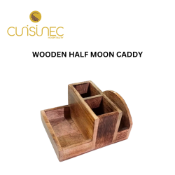 WOODEN HALF MOON CADDY