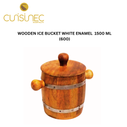 WOODEN ICE BUCKET WHITE ENAMEL 1500 ML