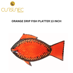 ORANGE DRIP FISH PLATTER 13" INCH