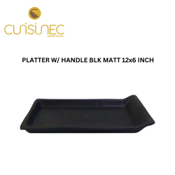 PLATTER WITH HANDLE BLACK MATT 12x6" INCH