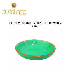 CRC BOWL SEAGREEN SHINE DOT BRWN RIM 8" INCH