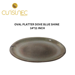 OVAL PLATTER DOVE BLUE SHINE 14*11" INCH
