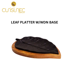 LEAF PLATTER WITH WOODEN BASE