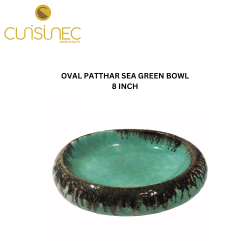 OVAL PATTHAR SEA GREEN BOWL 8" INCH