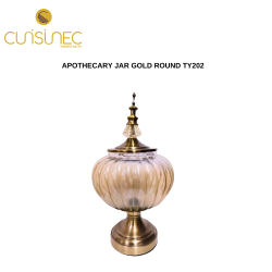 APOTHECARY JAR GOLD ROUND TY202