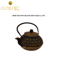 IRON TEA POT BLK W/ ANTI GOLD 1 LTR