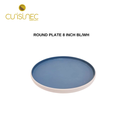ROUND PLATE 8 INCH BL/WH