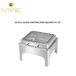 SS FULL GLASS CHEFFING DISH SQUARES 6 LTR