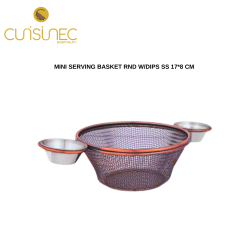 MINI SERVING BSKT RD W/DIPS ANTQ SS 17*8 CM