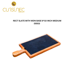 RECTANGLE SLATE W/ WDN BASE 6*10 INCH - MEDIUM