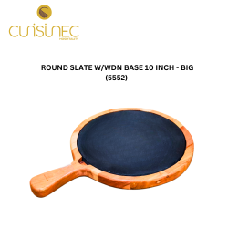 ROUND SLATE W/ WDN BASE 10" INCH- BIG