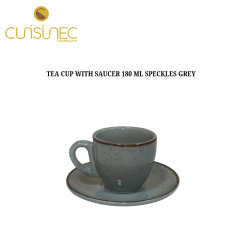 TEA CUP WITH SAUCER 180 ML SPECKLES GREY