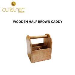 WOODEN HALF BROWN CADDY