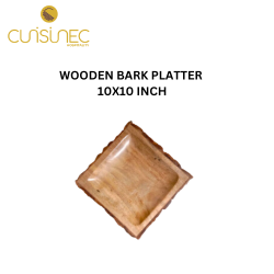 WOODEN BARK PLATTER 10X10 INCH