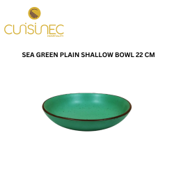 SEA GREEN PLAIN SHALLOW BOWL 22 CM