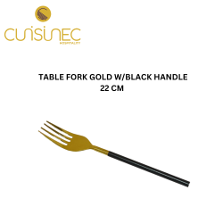 TABLE FORK GOLD W/BLACK HANDLE 22 CM