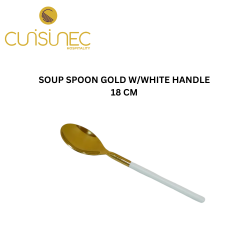 SOUP SPOON GOLD W/WHITE HANDLE 18 CM