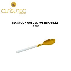 TEA SPOON GOLD W/WHITE HANDLE 16 CM