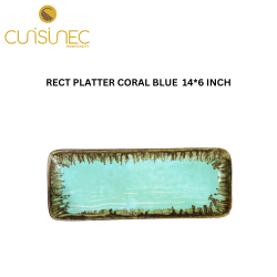 RECTANGLE PLATTER CORAL BLUE 14*6 INCH