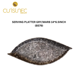 B579 SERVING PLATTER GRY/MARB 14*6.5 INCH