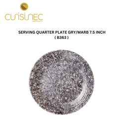 B363 SERVING QUARTER PLATE GRY/MARB 7.5 INCH