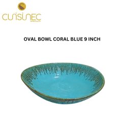 OVAL BOWL CORAL BLUE 9 INCH