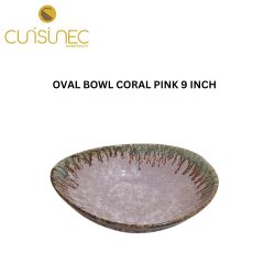 OVAL BOWL CORAL PINK 9 INCH