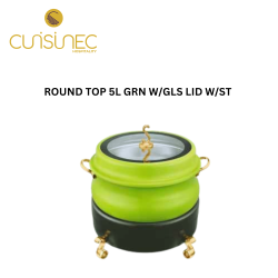 ROUND TOP 5 LTR GREEN W/GLS LID W/ST