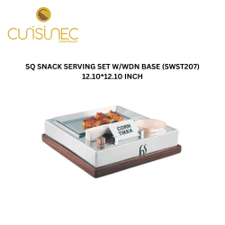SQ SNACK SERVING SET W/WDN BASE (SWST207) 12.10*12.10 INCH
