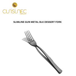 SLIMLINE GUN METAL BLK DESSERT FORK