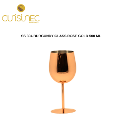 SS 304 BURGUNDY GLASS ROSE GOLD 500 ML