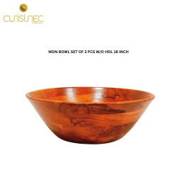 WOODEN BOWL SET OF 3 PCS W/O HDL 18 INCH
