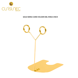 GOLD MENU CARD HOLDER DBL RING 6 INCH