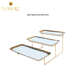 RECT GOLD PLATTER 3 IN 1