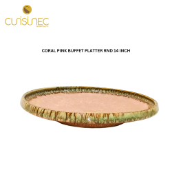 CORAL PINK BUFFET PLATTER RND 14 INCH