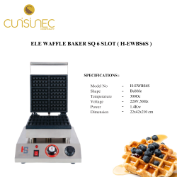H-EWBS6S ELE WAFFLE BAKER SQ 6 SLOT