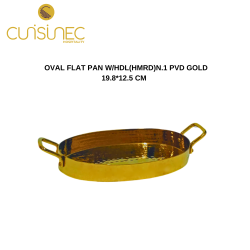 OVAL FLAT PAN W/HDL(HMRD)N.1 PVD GOLD 19.8*12.5 CM