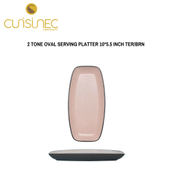 2 TONE OVAL SERVING PLATTER 10*5.5 TERRACLAY/BROWN