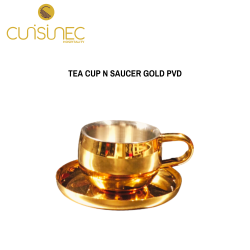 TEA CUP N SAUCER GOLD PVD