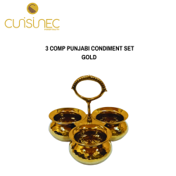 3 COMP PUNJABI CONDIMENT SET GOLD