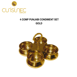 4 COMP PUNJABI CONDIMENT SET GOLD