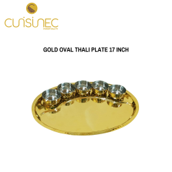 GOLD OVAL THALI PLATE 17 INCH