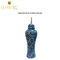 33882 WHT/BLUE FLOWER VASE BIG