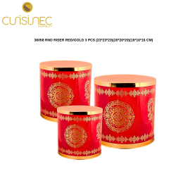 36058 RND RISER RED/GOLD 3 PCS
