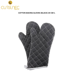 COTTON BAKING GLOVES (BLACK) 34 CM-L