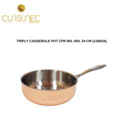 TRIPLY CASSEROLE POT CPR W/L HDL 24CM 1180/24