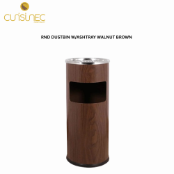 ROUND DUSTBIN W/ASHTRAY WALNUT BROWN